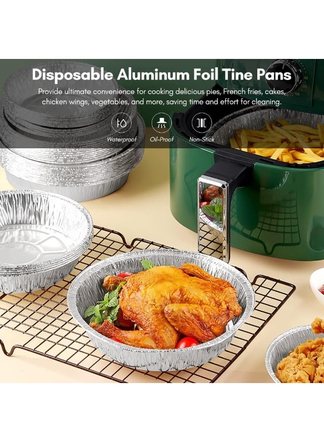 Durable round aluminum trays, 210×175×46 mm - 10-pack, ideal for baking, roasting, grilling, air frying, meal prep, picnics, barbecues, and special occasions. - Image 3